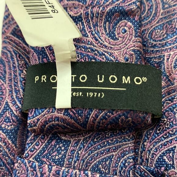 ProntoUomo  Mens wearhouse navy pink paisley regular 100% silk - Picture 4 of 6